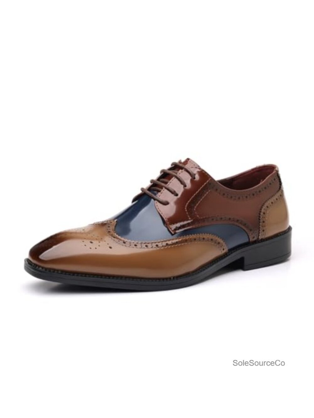 Men's Brogue Oxford Dress Shoes Square Toe Lace-Up PU Formal